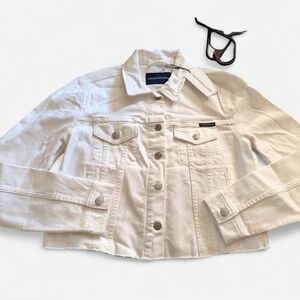 Calvin Klein Jeans Cropped White Denim Jacket